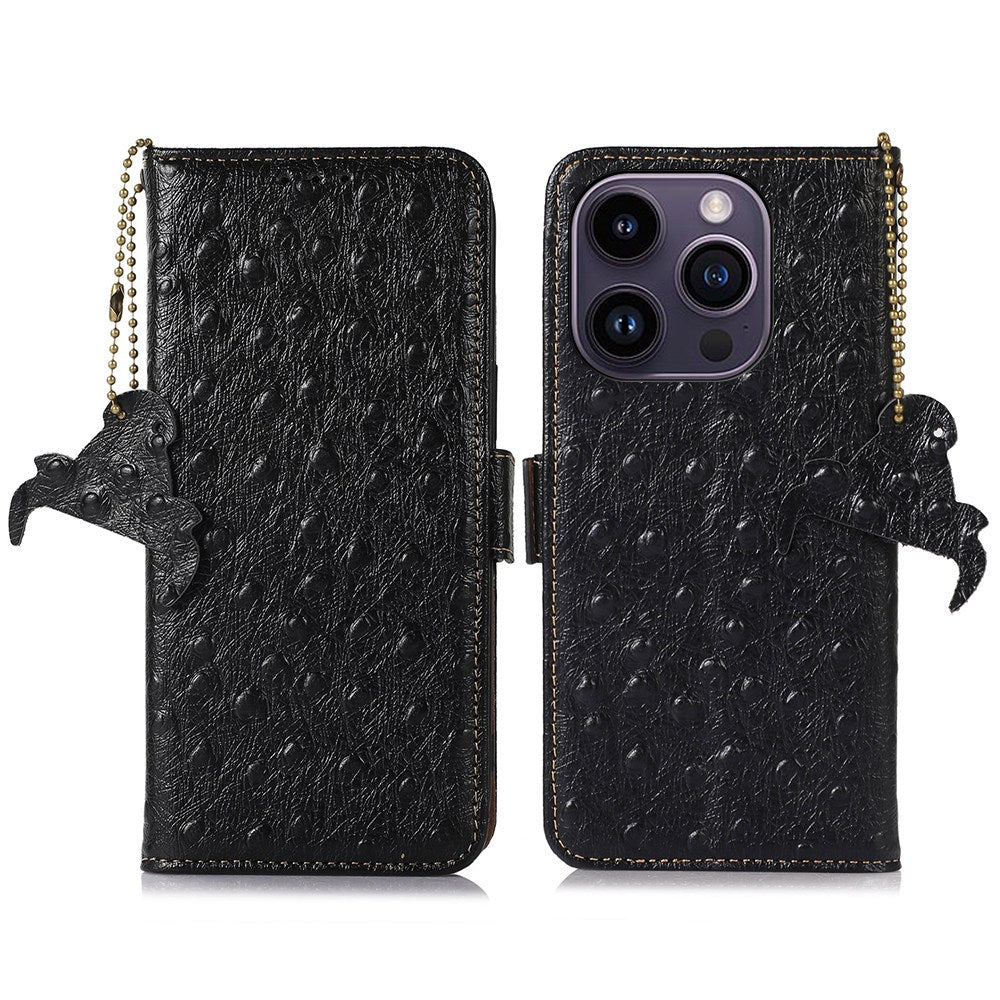 Anti-Drop Phone Case for iPhone 15 Pro RFID Blocking Genuine Cow Leather Phone Cover Anti-Drop Phone Case for iPhone 15 Pro RFID Blocking Genuine Cow Leather Phone Cover